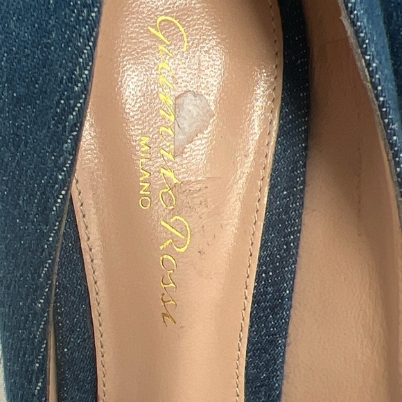 GIANVITO ROSSI Women's High Stiletto Heels Pointed Toe "85" Blue Denim Pumps ~37 - Picture 10 of 16